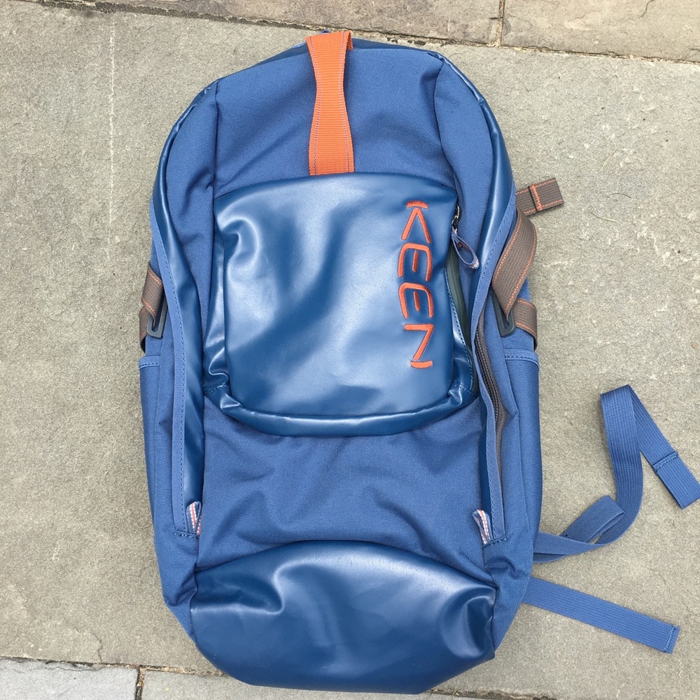 Blue and orange keen backpack
